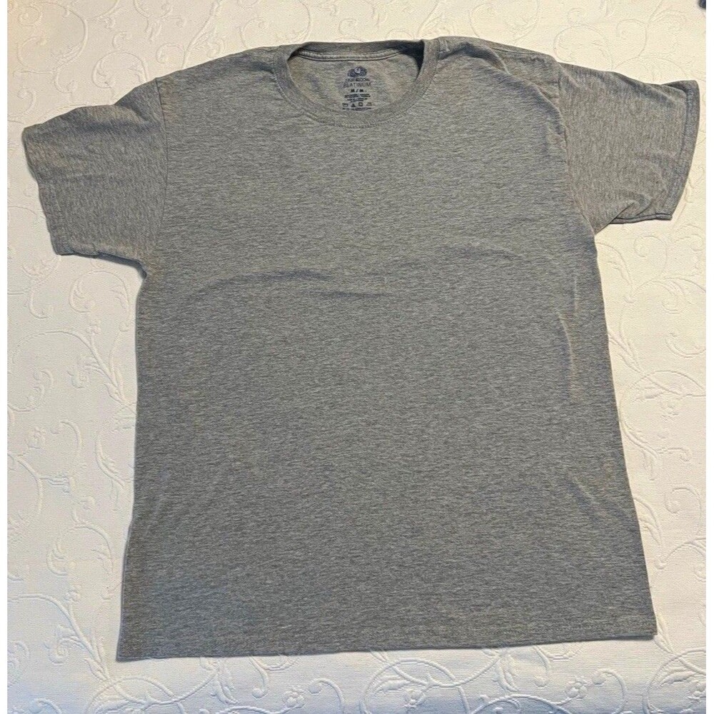 Fruit of the Loom Platinum Men's Gray Solid Crew Neck Short Sleeve T-Shirt M